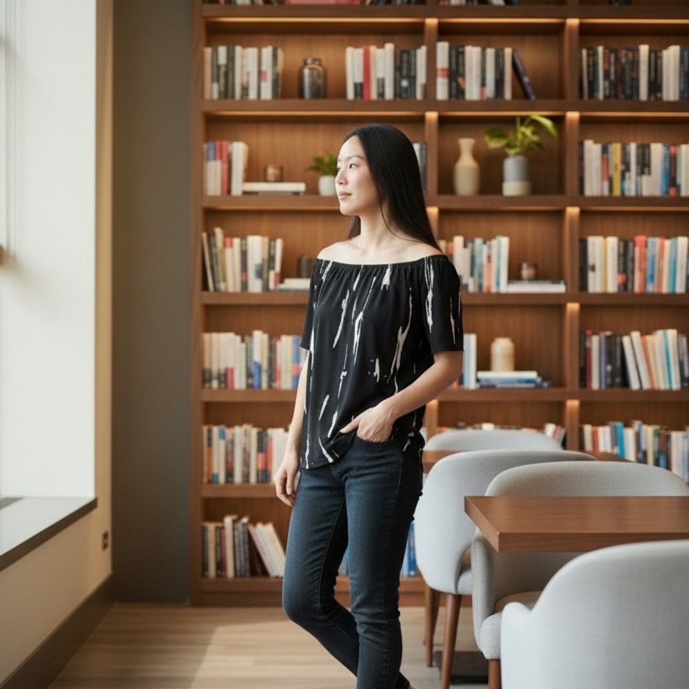 Source Unknown Black and White Off-Shoulder Top